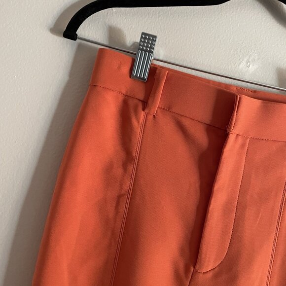 Zara Women XS Orange Stretch High Waist Front Slits Flare Pants Trousers - Picture 7 of 12